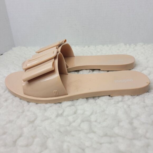 Melissa Babe Women's Slide Sandals Size 6 Pink Open Toe Bow Accent Slip On Shoe - Picture 3 of 9